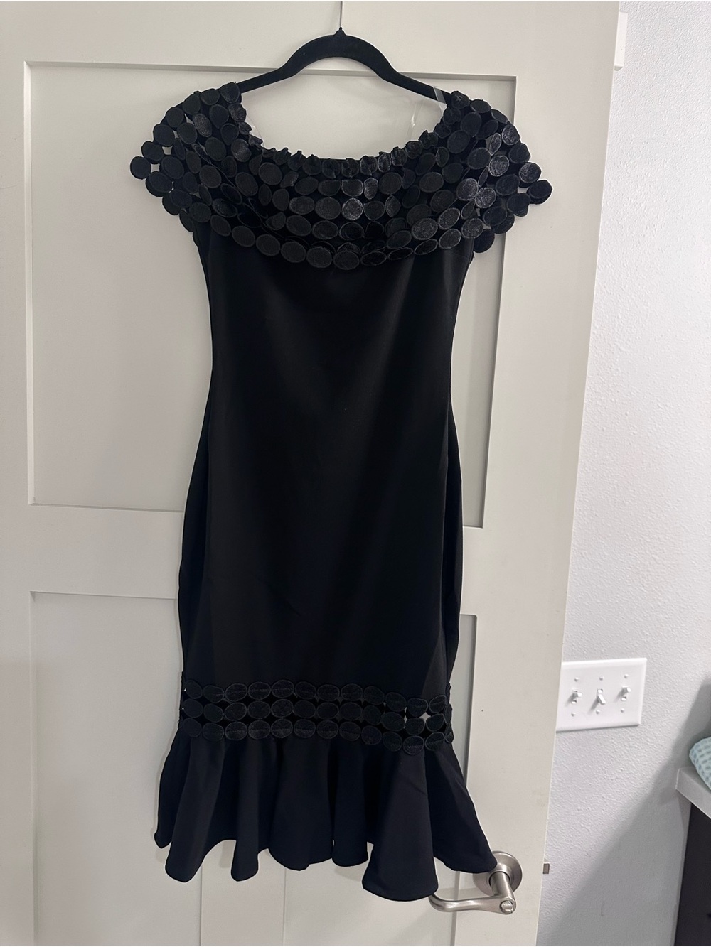 Valentino Black Velvet Appliqué Dress